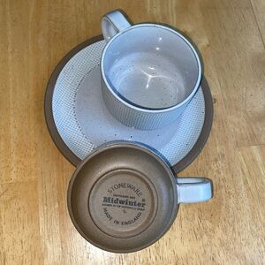 MIDWINTER STONEHENGE SHADY LANE 2 Cups with plates Made in England in great cond